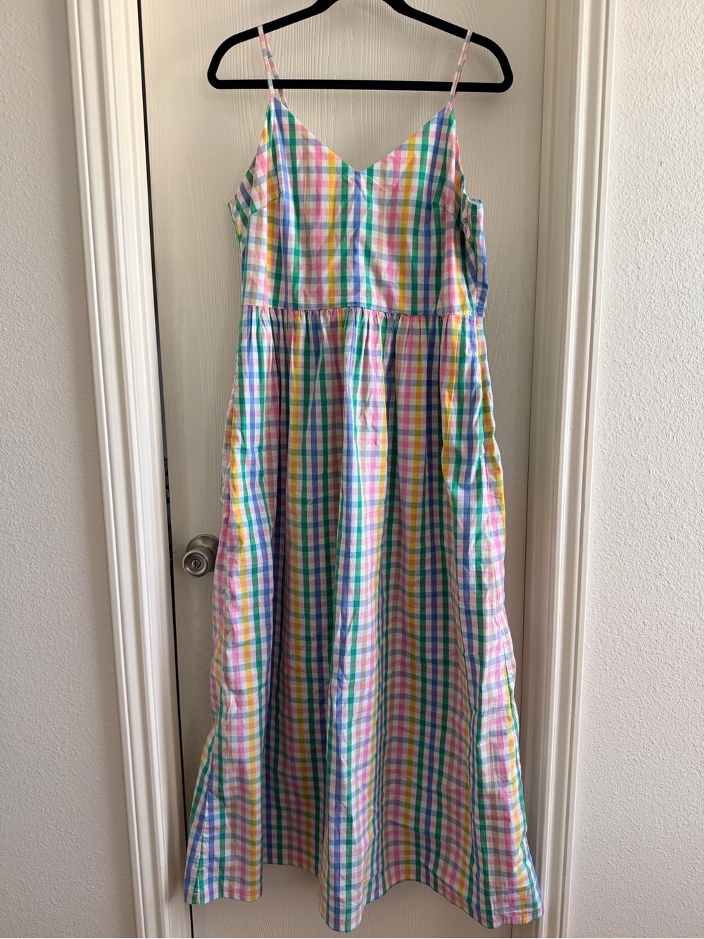 J. Crew Pastel Multi-Color Gingham Maxi Dress